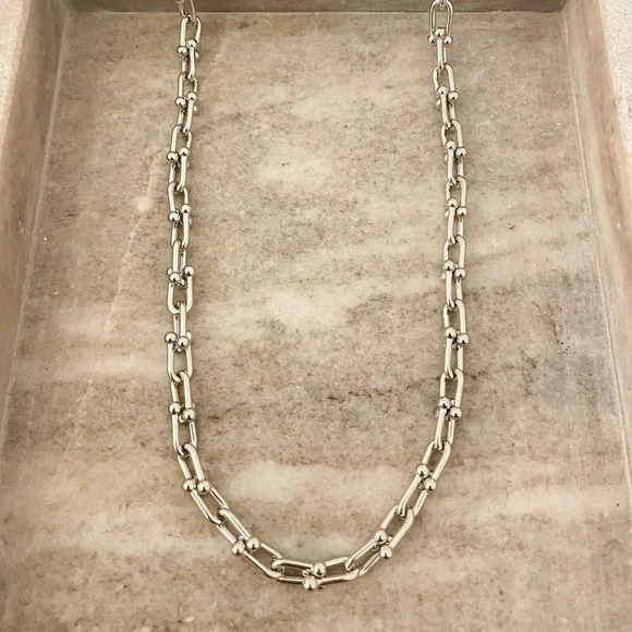Jewelry - 925 Sterling Silver U Link Necklace Chunky Link Necklace Modern Necklace